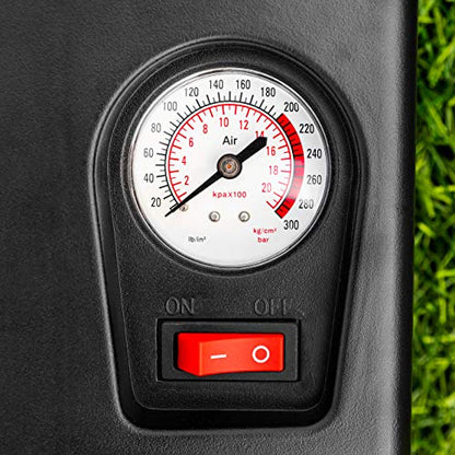 FORZA Electric Ball Pump [120V] - Quick & Easy Soccer Ball/Tyre Inflation | Triple Pressure Gauge (PSI, KPA & BAR) - US, UK, EU Adapter Included | Flexible Hose