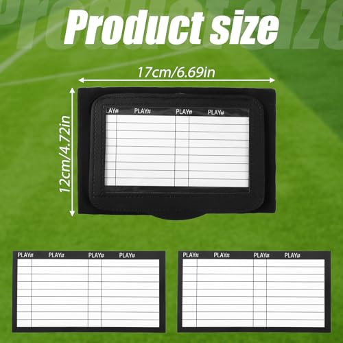 Football Play Wristbands with Playbook Cards, Clear PVC Windows Elastic Wristband Adult and Youth Quarterback Gear for Flag Football Baseball Softball