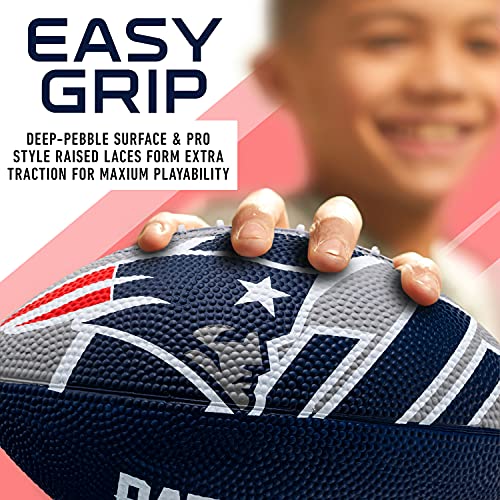 Franklin Sports NFL Team Footballs - Rubber Youth Mini Balls for All Teams - Kids 8.5" Football + Air Pump Sets - Official NFL Licensed - style: New England Patriots