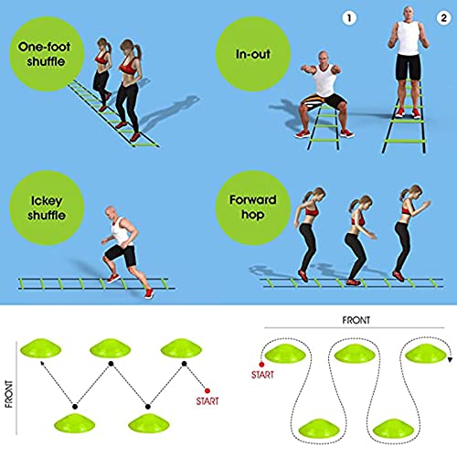 Resistance Parachute Football Training Agility Ladder Set, with 1Resistance Parachute/4hooks/6 Cones, for Kids Teenager Adult Sprint/Football Training
