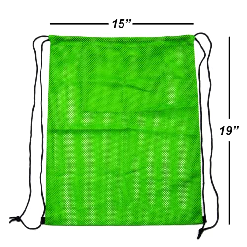 GSE Games & Sports Expert 19"x15" Green Mesh Backpack Bag. Mesh Drawstring Sports Equipment Sackpack for Gym Gear, Swimming, Toys, Baseballs/Softballs, Pickleballs - color: Green, style: 19"x15" Backpack(6-pack)