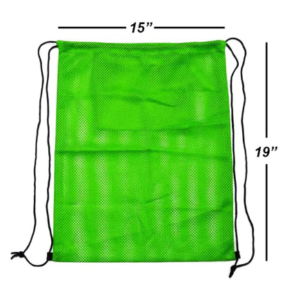 GSE Games & Sports Expert 19"x15" Green Mesh Backpack Bag. Mesh Drawstring Sports Equipment Sackpack for Gym Gear, Swimming, Toys, Baseballs/Softballs, Pickleballs - color: Green, style: 19"x15" Backpack(6-pack)