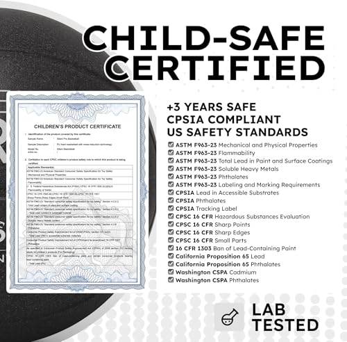 Silent Basketball – Black Mamba – Size 7 (29.5") – Quiet Indoor Dribbling – Premium Foam Basketball, Exact Shape – Certified Child Safe – Soundless, Noiseless Indoor Play - style: Premium Series