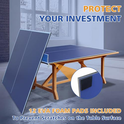 7 * 4ft Portable Ping Pong Table Top, Foldable Ping Pong Table Topper for Pool Table with Net & Premium Foam Padding - color: Blue