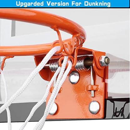 Mini Basketball Hoop Set for Kids Adults, Indoor Play Wall Mount Basketball Hoop for Door with 4 Small Replacement Toddler Basketballs, ABS Backboard Metal Rim Goal Sport Gifts for Pool Game Fun - style: Standard + Rainbow Rubber Basketballs