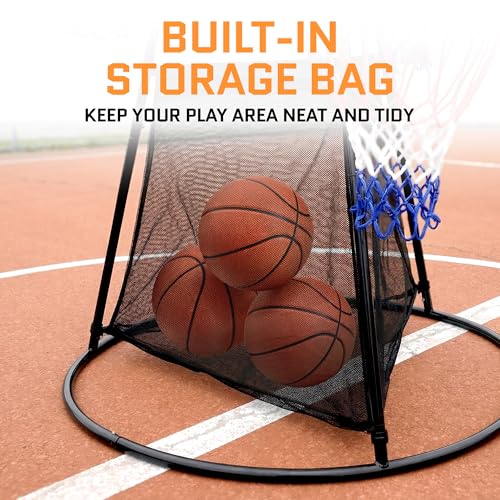 Portable Kids Basketball Hoop with Ball Storage Net – Adjustable Height Indoor & Outdoor Basketball Goal for Toddlers & Kids – Easy Assembly Youth Basketball Set for Backyard, Driveway & Playroom