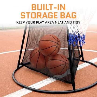Portable Kids Basketball Hoop with Ball Storage Net – Adjustable Height Indoor & Outdoor Basketball Goal for Toddlers & Kids – Easy Assembly Youth Basketball Set for Backyard, Driveway & Playroom