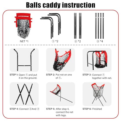 HOMEE Baseball Caddy,Portable and Foldable Ball Caddy for Baseball and Softball, Extra Large Baseball Caddy for Balls, Holds Over 100 Baseballs for Batting Pitching Practice Training