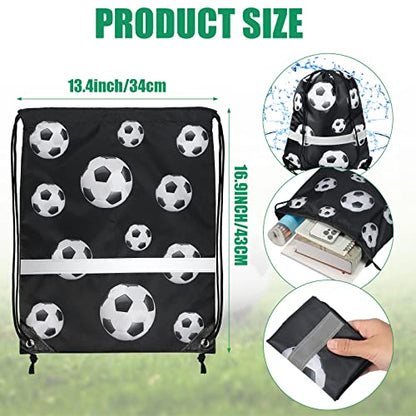 Saintrygo 12 Pcs String Bags Drawstring Back Sack with Reflective Stripe String Bags for Yoga Dance Swimming (Soccer) - style: Soccer