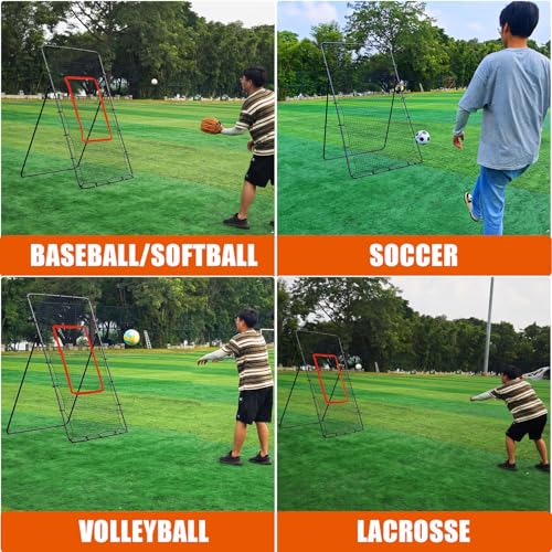 Adjustable Volleyball Rebounder Net 4x7ft, Bounce Back Practice Equipment for Practicing Volleying, Bumping, Spiking-with Volleyball&Bag