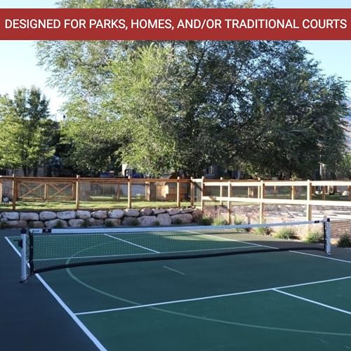 Dominator In Ground Pickleball System - Includes Two Heavy Duty Pickleball Posts with Net and Sleeves - Aluminum, Rust Free, and Follows USAPA Standards