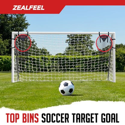 ZEALFEEL Soccer Goal Target for 2 Pcs, 16-in Top Bins Soccer Target Goal for Corner Shooting Accuracy Training, Easy to Attach and Detachable, Portable Soccer Goal with Carry Bag for Teens and Adults