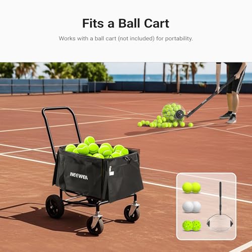 NEEWER Tennis Ball Hopper, Pickleball Retriever Collector Basket Cart Holder Tennis Court Equipment Accessory for Training Teaching - style: Tb03b Bag