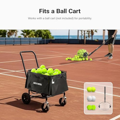 NEEWER Tennis Ball Hopper, Pickleball Retriever Collector Basket Cart Holder Tennis Court Equipment Accessory for Training Teaching - style: Tb03b Bag