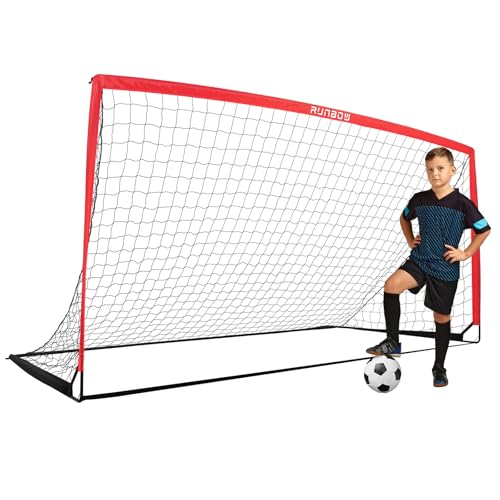 11x5.5' 9x5' 6x4' FT Kids Soccer Goal with Carry Bag, Portable Folding Soccer Net for Backyard Training, Indoor/Outdoor Use for Youth and Adults - color: Red, style: 9x5FT, 1 Pack