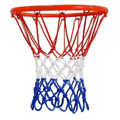 Basketball Net Outdoor, 2025 Upgrade All Weather Anti Whip Basketball Net Replacement -12 Loops - style: Red White Blue