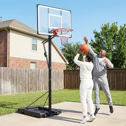 GYMAX Basketball Hoop, 5.6-10 Ft Adjustable Basketball Goal with 44 Inch Shatterproof Backboard, Fillable Base, Wheels for Teens, Adults, Outdoor, Backyard, Driveway