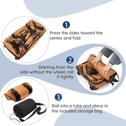 110L Expandable to 140L 32” Foldable Oxford Soft-Sided Rolling Duffle Bag with 2 Heavy-Duty Wheels,2 Large Compartments,Adjustable Shoulder Strap and Attached Organizer Pouch,Coffee - color: Coffee