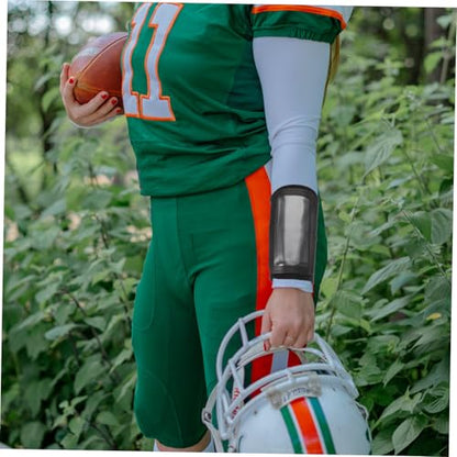 FAVOMOTO Football Tactical Wristband for Quarterback, Soft Adjustable Arm Sleeve with Strategy Card Holder, Black Medium Training Football Armband Accessory for Tackle Practice and Game Use