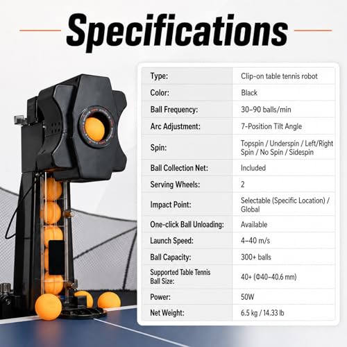 Table Tennis Training Machine,Variable Rhythm & Oscillating Head,Beginners Ping Pong Robot,for Solo Practice,Helping Players Train Strokes