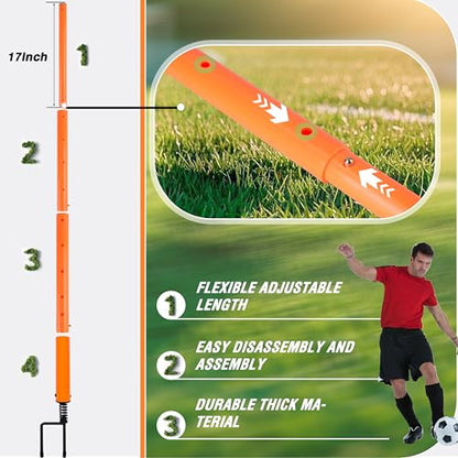 Hikeen Telescopic Length Soccer Poles Fixed & Collapsible Options Agility Training Hurdles and Football Obstacle for Teenager Soccer Training Outdoor Sports Speed Training Equipment - size: Long-57.5", style: 6 rods