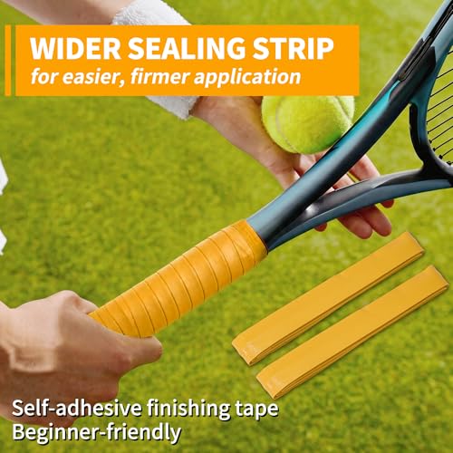2 Pcs Tennis Racket Grip Tape, Dry Tennis Overgrip Tape, Anti-Slip Absorbent Grip, Racket Overgrip Tape - color: Yellow, size: Textured-43.3"x1"x0.03"