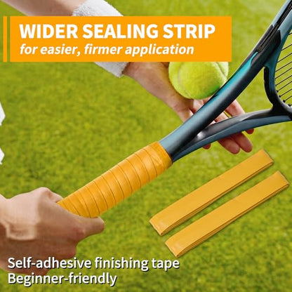2 Pcs Tennis Racket Grip Tape, Dry Tennis Overgrip Tape, Anti-Slip Absorbent Grip, Racket Overgrip Tape - color: Yellow, size: Textured-43.3"x1"x0.03"