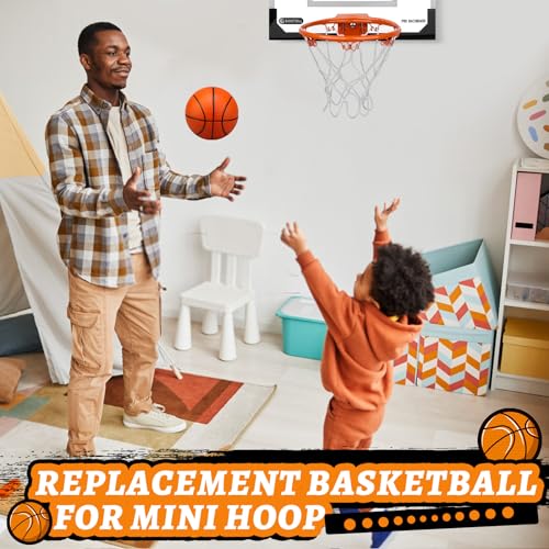 LNCOJOLM Mini Foam Basketball Replacement Ball for Indoor Hoop, Orange Silent Soft Squeeze Stress Ball Quiet Bouncy Toy for Kids Toddler, Beach Pool Indoor Outdoor