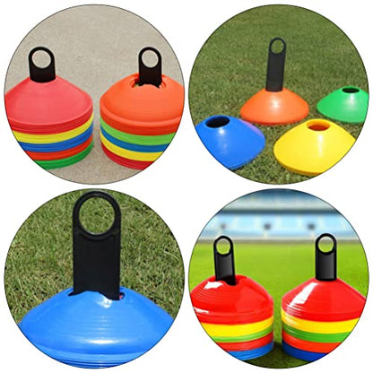 10Pcs Handy Soccer Drill Agility Training Marker Disc Cone Holder Carrier Football Field Cone Markers for Training Football Kid Sports Equipment (Black-10PCS)
