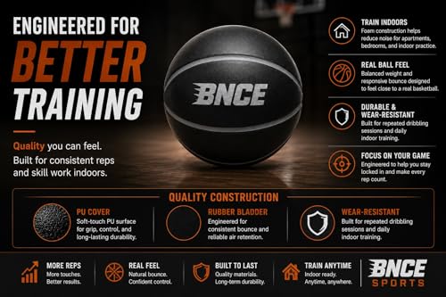 Indoor Training Silent Basketball – Quiet Ball for Dribbling Drills & Ball Handling Practice - size: 6