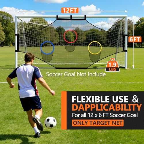 Soccer Goal Target Net【ONLY NET】Equipment Training Soccer Net Practice Soccer Accuracy Target Large Backyard Game Goal Football Youth Rebounder Goal Net Full-Size Goaldees Football Target Bounce Back - style: Target Net 12*6