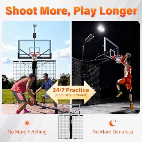 Basketball 2-in-1 Backstop Net+Light Mount System, Standalone Backstop Net, Standalone Light Mount Frame for Backyard Family Play, Fits Standard Hoops(Light NOT Included) - size: 6"×6", style: 2 in 1 Backstop Net & Light Frame System