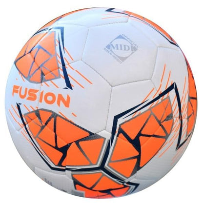 Precision Fusion High Performance Midi Football, Durable, Machine Stitched TPU, 2mm EVA Lined, Lightweight 220g - color: White/Fluo Orange/Navy