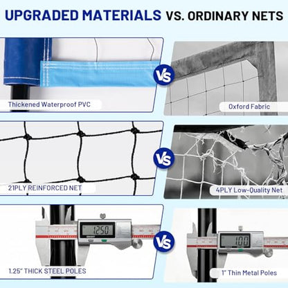 Outdoor Portable Volleyball Net Set with Anti-Sag Winch System,PU Volleyball,Pump,Height Adjustable Steel Poles,Boundary Line and Waterproof Carry Bag for Backyard, Beach, Lawn