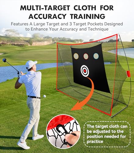 Golf Net: 10x7ft Heavy Duty Golf Practice Net for Indoor/Outdoor Training, Portable Golf Hitting Net with Carry Bag, Ideal Golf Training Aid for Golfers Backyard Driving Chipping Swing (Standard) - style: 10x7ft pro
