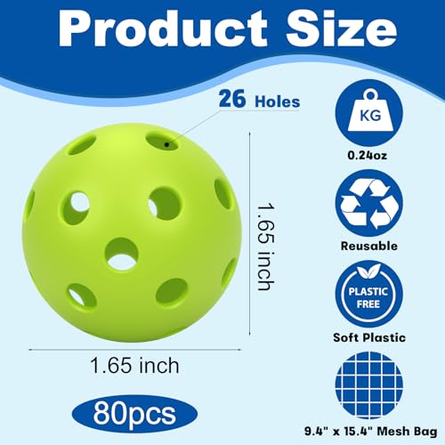 Coopay 20/40/80 Pack Mini Plastic Practice Baseballs, 1.65inch Small Soft Training Balls with Drawstring Bag for Baseball Hitting, Pitching & Batting Training, Indoor & Outdoor - color: Green, style: 80 Pack