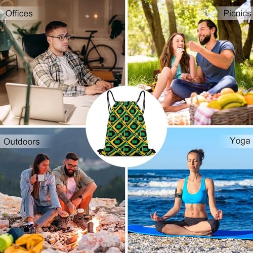 Swimming Drawstring Sack Waterproof Gym Backpack for Beach Sports Yoga Gear, Lightweight Unisex, Jamaica Flag Bags - color: Picture (367)