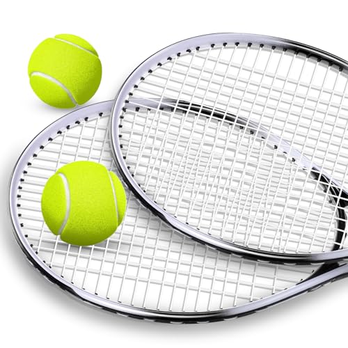 4 Pack Tennis Rackets for Adults Recreational 4 Players Pre Strung 27 Inch Tennis Racquets Lightweight Rackets Bulk with Balls Overgrips for Training - color: Black