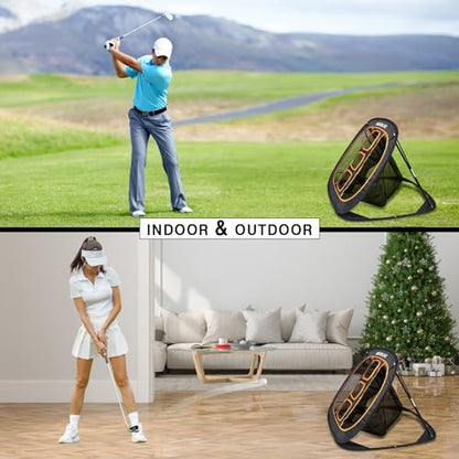 Professinoal Golf Chipping Net with Golf Hitting Mat,12 Practice Foam Balls and 2 Pixing Pins, for Indoor and Outdoor Target Chipping Training - style: Chipping Net+Dual-Turf Hitting Mat