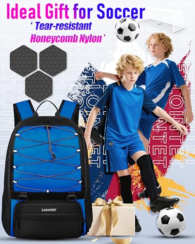 LOINTET Youth Soccer Bag, Soccer Backpack with Ball Compartment, Sports Equipment Training Bags Fits Basketball Football Volleyball and Accessories, Black - color: Blue