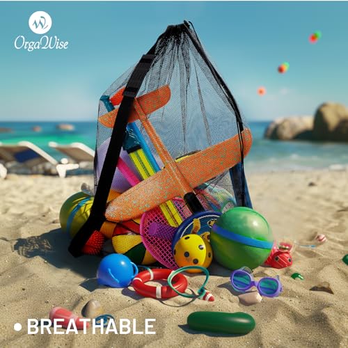 OrgaWise Heavy Duty Mesh Ball Bag,Basketball Bag for Balls,Ball Bags Mesh for Soccer/Volleyball/Football (School/Home/Park/Garage/Beach) - size: 30"x40"/76x102cm