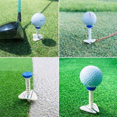 LOFIN Adjustable Height Golf Tees (4-Pack, 35–55mm) – Reusable Plastic Golf Training Tees for Consistent Distance, Durable Practice Tees for Drivers & Woods
