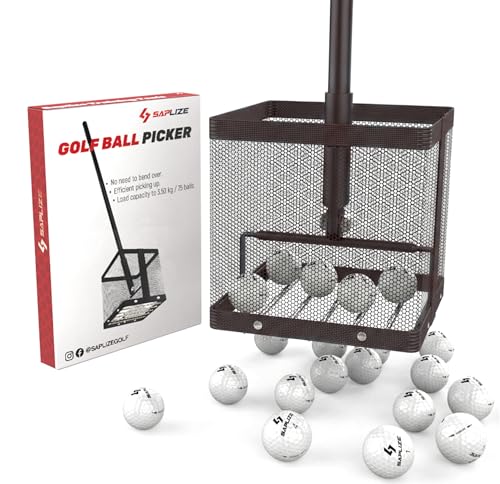 SAPLIZE Golf Ball Picker Upper, Turf-Friendly Design, No Bending Over, Quickly Collects Multiple Balls, Large-Capacity Ball Holder, Great for Backyard Practice & Training
