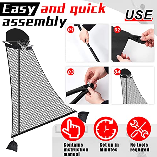 WinnerWhy Basketball Rebounder 120 x 108 x 60 Inch Heavy Duty Basketball Return System Basketball Return Attachment for Hoops Black Training Basketball Rebounder Net for Shooting Practice Hoop Outdoor