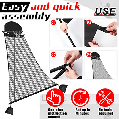 WinnerWhy Basketball Rebounder 120 x 108 x 60 Inch Heavy Duty Basketball Return System Basketball Return Attachment for Hoops Black Training Basketball Rebounder Net for Shooting Practice Hoop Outdoor