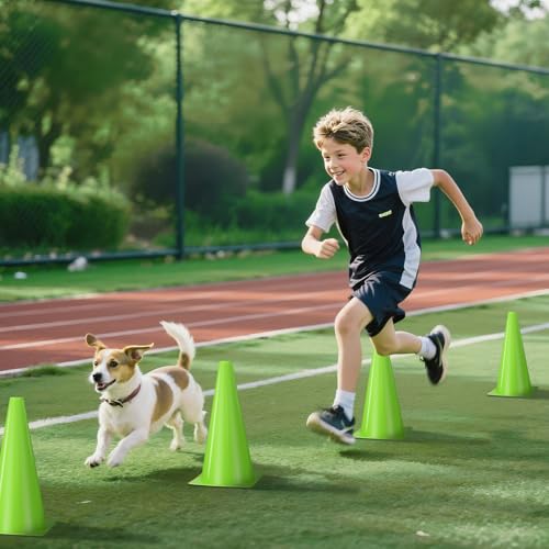 12 Inch Durable Cones,12pcs Versatile Plastic Traffic Cones and Soccer Cones for Sports Training,Agility Drills,Parking Safety,Basketball Training,Football Training. - color: green