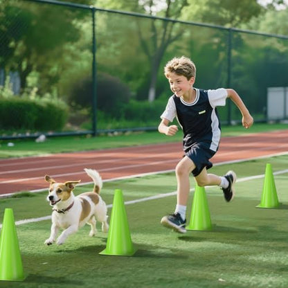 12 Inch Durable Cones,12pcs Versatile Plastic Traffic Cones and Soccer Cones for Sports Training,Agility Drills,Parking Safety,Basketball Training,Football Training. - color: green