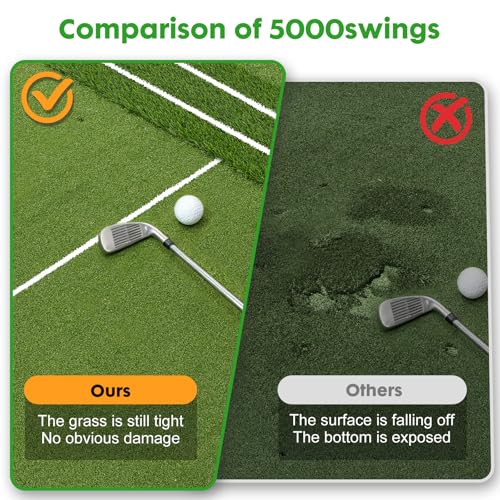 RELILAC 5x4ft Golf Mat with Ball Tray, 26/31mm Thickened Golf Hitting Mats for Backyard, Driving Range, Indoor & Outdoor Practice, Turf Matt with 3 Tees for Chipping Swing Driving Training