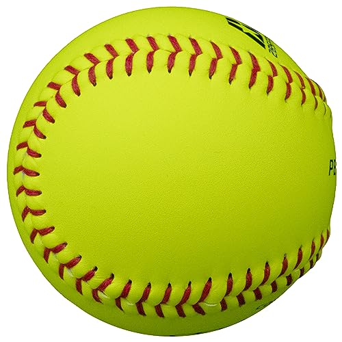 Baden Perfection Game Fastpitch Softballs | 12" Ball | Yellow Pro Leather Softballs for Fastpitch Play | One Dozen