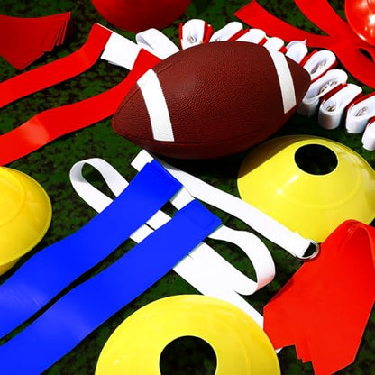 Sintege 14/28 Player Flag Football Belt Set, Adjustable Football Flag and Belts Gifts for Youth Adults Sports Training Event - color: Red, Blue